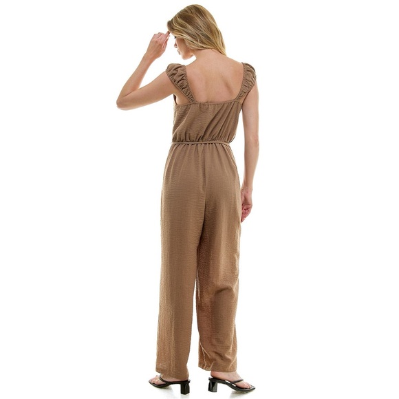 Lily Rose Tan Jumpsuit with Tie Waist NWT - Picture 2 of 6